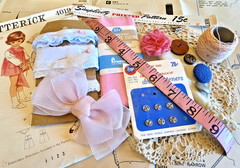 Vintage Sewing Ephemera Junk Journal Kit Pattern Papers Lace Notions Craft Lot