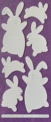 WHITE FUZZY RABBIT Stickers (6pc)Stampendous•Holiday•Easter •Bunnies•Jumping•