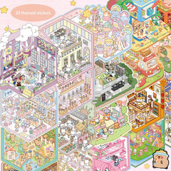40 Sets DIY 3D Sticker Scenes, Miniature House Pet Shop Room Stickers