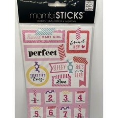 Me & My Big Ideas mambiSTICKS Sweet Baby Girl Monthly Milestone Sticker Sheet