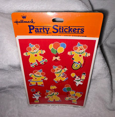 New Sealed Vintage 1982 Hallmark Circus Clown & Dog Party Stickers