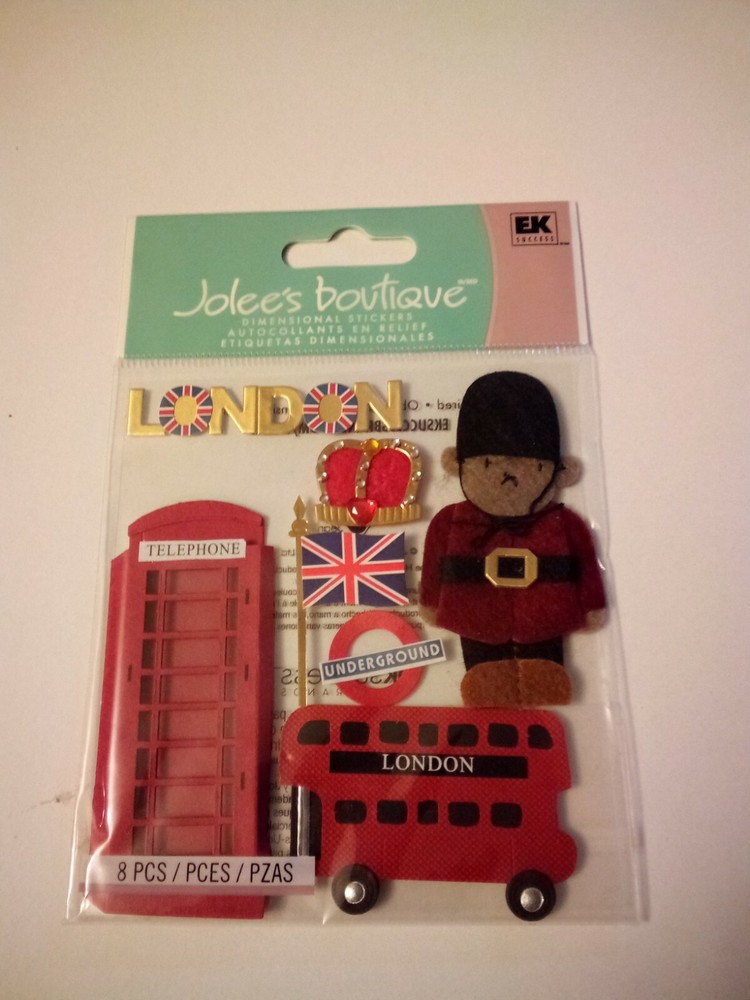 Stickers Jolee’s London Tour Bus Telephone Booth Crown Flag Bear Guard