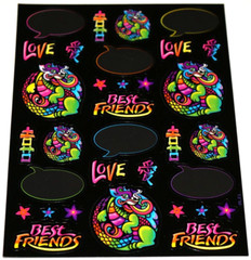 VINTAGE RARE LISA FRANK BLACK DREAM WRITERS STICKER SHEET ASIAN DRAGONS FLOWERS+