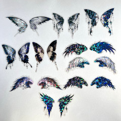 Holographic Dark Angel Butterfly Wing Stickers Scrapbook Journal Collage