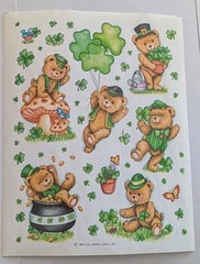 Vintage Hallmark Stickers St Patrick’s Day Teddy Bears 1 Sheet