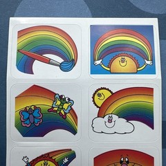 Vintage Carson Dellosa Rainbows Name Tag Bulletin Board Cutout & Stickers Lot