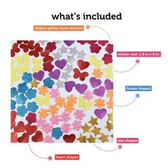 Incraftables Glitter Foam Stickers 100pc, Self Adhesive Kids Craft Shapes