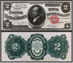 $2 Two Dollar 1891 Silver Certificate (US CURRENCY STICKERS) (Lot Of 2)