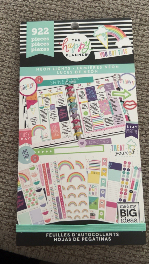 The Happy Planner Neon Lights Sticker Pack, 922 Pieces, Multicolor Planner