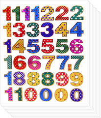 0 to 9 Colorful Decorative Sticker – Primary Number Digi Count Peel Label (Pack