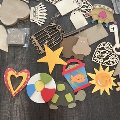 Mixed Media Craft Lot 138 Pieces Wood Cutouts Chipboard Letter Tags Junk Journal