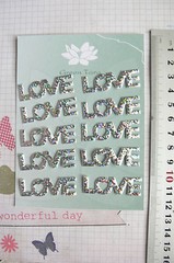 Satin LOVE Word – 10 SILVER SPARKLE – Approx 40mm x 12mm – Green Tara B