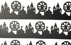 FAIRGROUND, AMUSEMENT PARK BORDER SILHOUETTE DIE CUT/ CUTS, IRIDESCENT OR BLACK