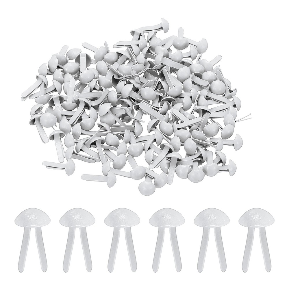 150 x Brads for Paper Crafts White Metal Round Paper Fasteners 8 mm