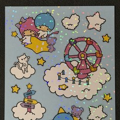 Pipsticks X Sanrio “Floating Fair Day” Twin Stars Holo Sticker Sheet (3x7in)