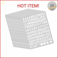 15 Sheet Small Letter Stickers – 1/2 Inch White Vinyl Self Adhesive Alphabet Num