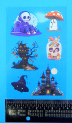 Halloween Clear Decal Sticker Sheet Style 8 Skeletons & Haunted Houses