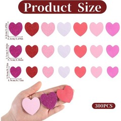 300 Pcs Heart Foam Stickers, Valentine’s Day Self Adhesive Glitter and Matte