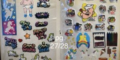 1 Full Binder Page front/back Vintage 80s 90s Stickers Puff Scratch n Sniff Good