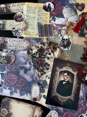 Dark Gothic Romance Junk Journal Kit Vintage Ephemera Victorian Scrapbook 77 Pcs