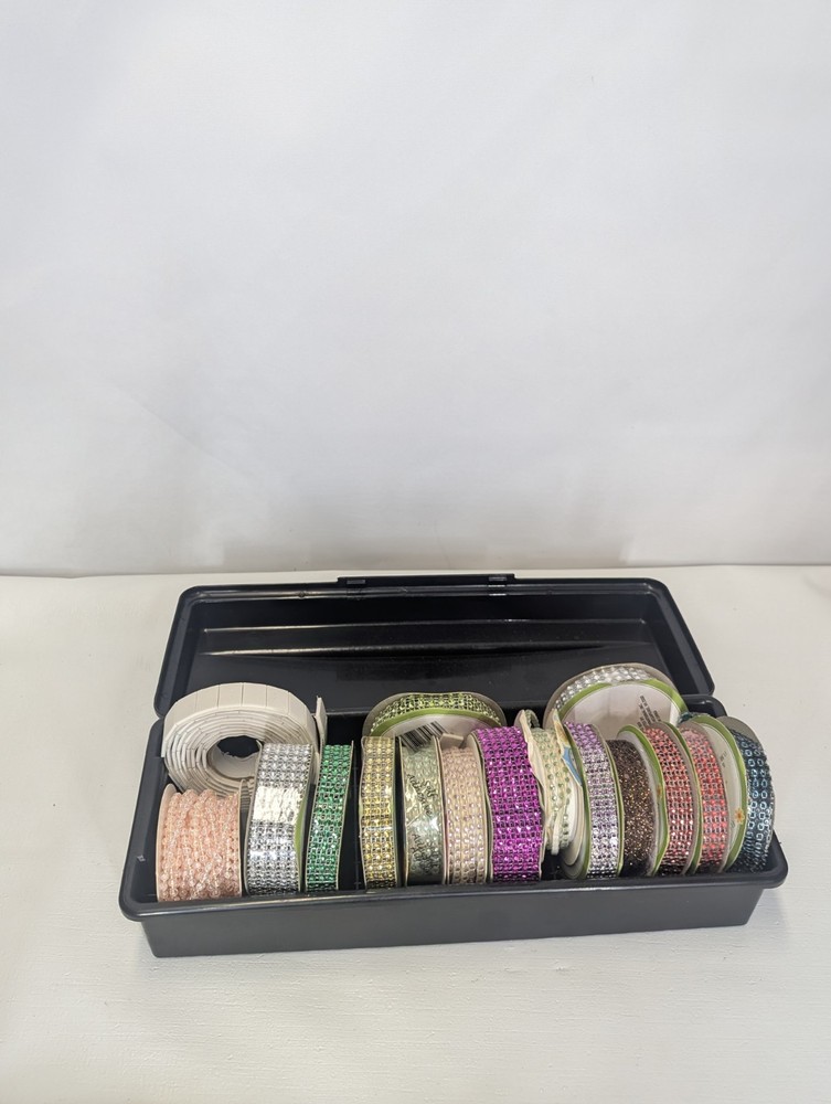 Rhinestone Trim & Adhesive Gem Roll Lot – Mixed Colors – Craft Scrapbook Decor)