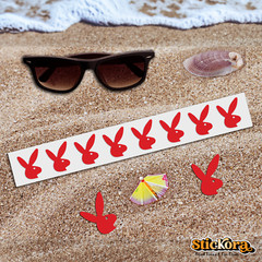 ~~~50~~~ BUNNY TANNING BODY STICKERS RED Bunny Faces Right