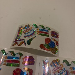 Vtg 1980s stickers Hambly Studios Mylar Foil Shiny Birthday Stickers Set 5 (a83