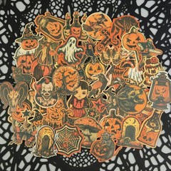 Halloween Stickers in a Vintage Sepia Horror Occult Style – Set of 10 Stickers