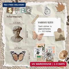 300 Pcs Vintage Stickers, Junk Journal Supplies, Cute Stickers for Journaling Su