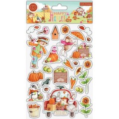 Crafts CC Puffy Stickers Happy Harvest Fall Pumpkins Sunflowers Scarecrow Bunny