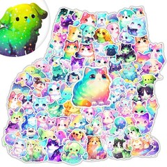 100 Pcs Holographic Rainbow Dog and Cat Stickers 2 in, Pet Designs(100pcs)
