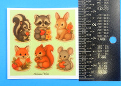 Cute Woodland Animals Fruit & Flowers Mini Sticker Sheet