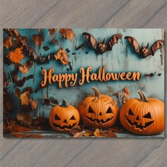 STICKER Halloween Theme Jack-O-Lanterns Bats Autumn Leaves Happy Pumpkins