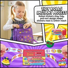 Smelly Roll Stickers for Kids, 4 Rolls, 1200 Pcs, Scratch & Sniff