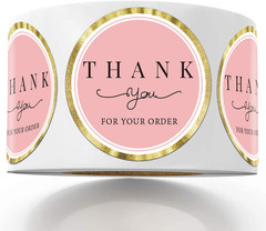 500 Thank You for Your Order Stickers, Chic Pink Thank You Stickers for Small Bu