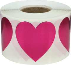 Heart Stickers | 1.5″ Inch Wide – 500 Pack | Pick One Color