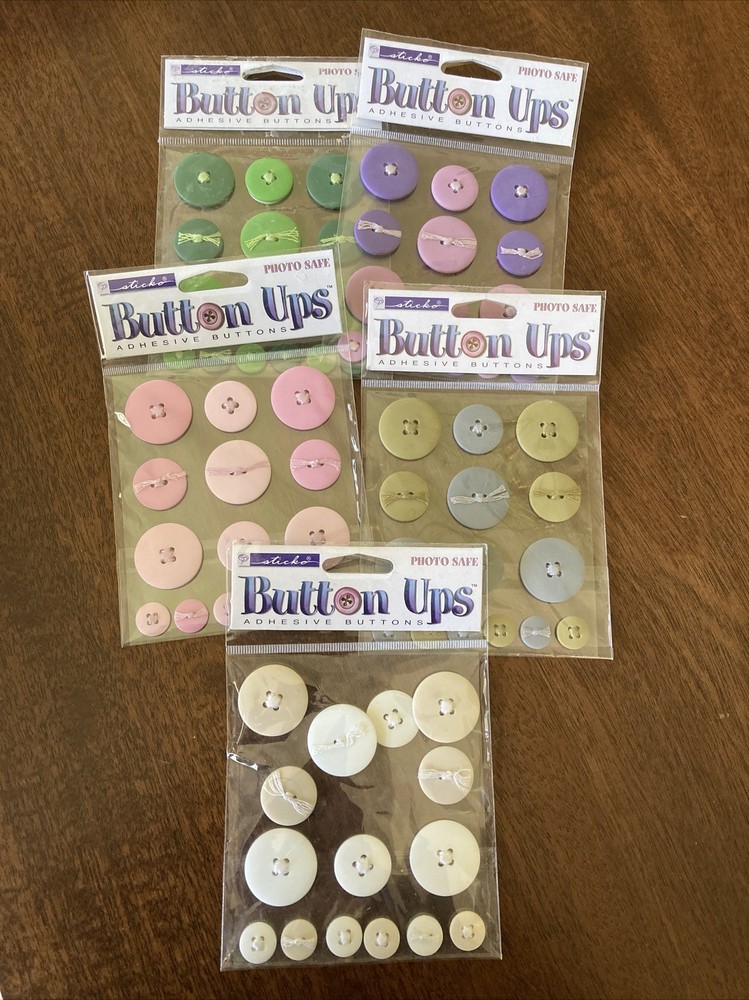 5 pks Sticko Button Photo Safe Adhesive Buttons Scrapbook Stickers~NIP
