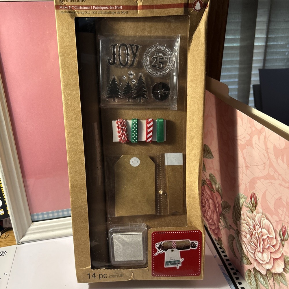 Recollections Make It Christmas Wrap Kit Vintage Scrapbook 14 Pcs Craft Gifts
