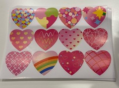 56 sheets 5×7 Heart Stickers/Labels Multi Design LOVE Swirls Bag Stuffers Craft