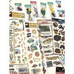 Scrapbooking Sticker Lot Summer Beach Vacation Picnic Travel Car Planes Die Cuts