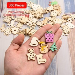 300 Pieces Unfinished Mini Wooden Christmas Ornaments DIY Wooden Christmas Or…