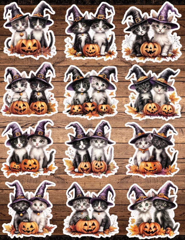 Halloween Kittens Die Cut Vinyl Stickers Scrapbooking Laptop Waterbottle