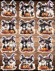 Halloween Kittens Die Cut Vinyl Stickers Scrapbooking Laptop Waterbottle