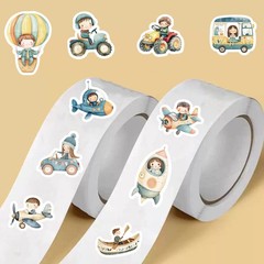 500PCS Cartoon Transportation Vehicles Roll Stickers Gifts Labels DIY Art Pictur