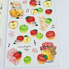 Kawaii Apple Sticker Set (2 Sheets) Japanese Stationery GAIA Made in Japan