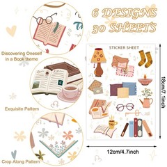 Whaline 30 Sheet Reading Journal Scrapbook Sticker Decals Memories Multicolor