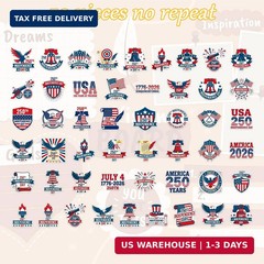 American 250 Stickers Party Favors, 50 Pcs Patriotic Sticker Decals for USA 250t