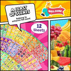 Smelly Stickers Scratch and Sniff for Kids, 48 Sheets Positive Reward Pattern…