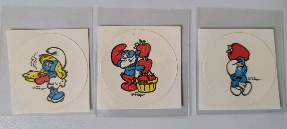 Vintage 80s Smurf Apple Scratch Sniff Smelly Stickers 1983 Wallace Berrie Canada