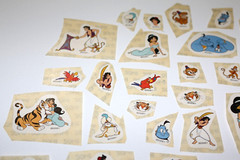 LOT OF 45 VINTAGE VERY RARE DISNEY WORLD CUT ALADDIN STICKERS NEW & UNUSED!